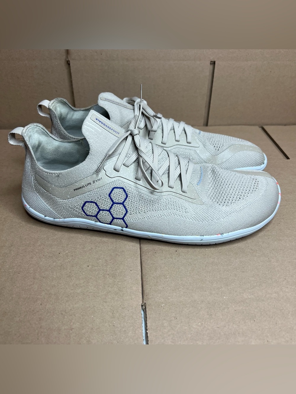 Vivobarefoot Primus Lite Knit Shoes Mens EU 44 Beige Training Minimalist